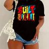 Camiseta Estampada con Letras Diferentes Camiseta Casual de Cuello Redondo Manga Corta Moda Coreana Camiseta Gráfica Estampada Top Ropa de Verano