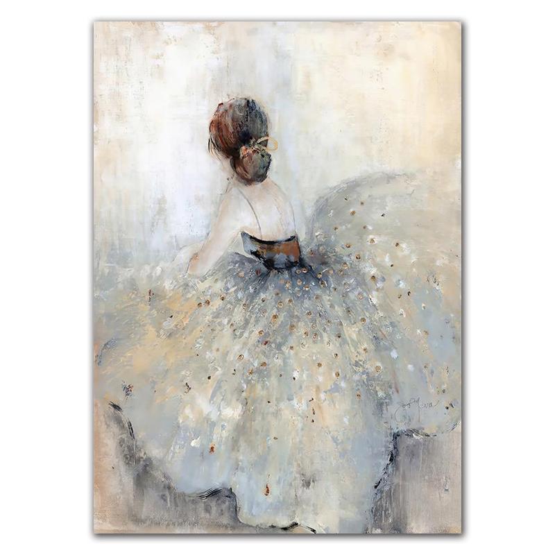 

Елегантні плакати та принти танцівниці балету. Портрет дівчини в сукні. Настінні картини. Картини на полотні. Домашній декор HD0055 21x30cm no frame