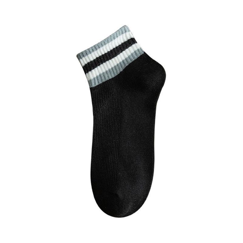 Men's Summer Sweat-absorbing and Odor-proof Sports Socks, Striped Breathable Thin Polyester-cotton Low-top Men's Boat Socks