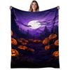 1pc Halloween Pumpkins Flannel Blanket | Soft, Warm, Spooky Night Landscape Print, for Sofa, Bedroom, Outdoor, All-Season Use, Christmas | Christmas G