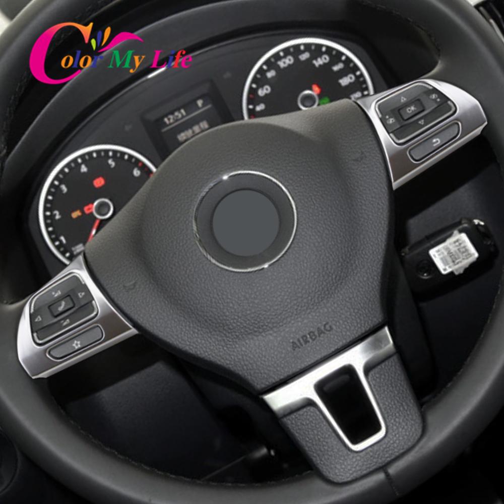 Color My Life Car Steering Wheel Switch Panel Sequins Trim for Vw Golf Mk6 Passat B7 Cc Eos Tiguan Jetta Touran Sharan
