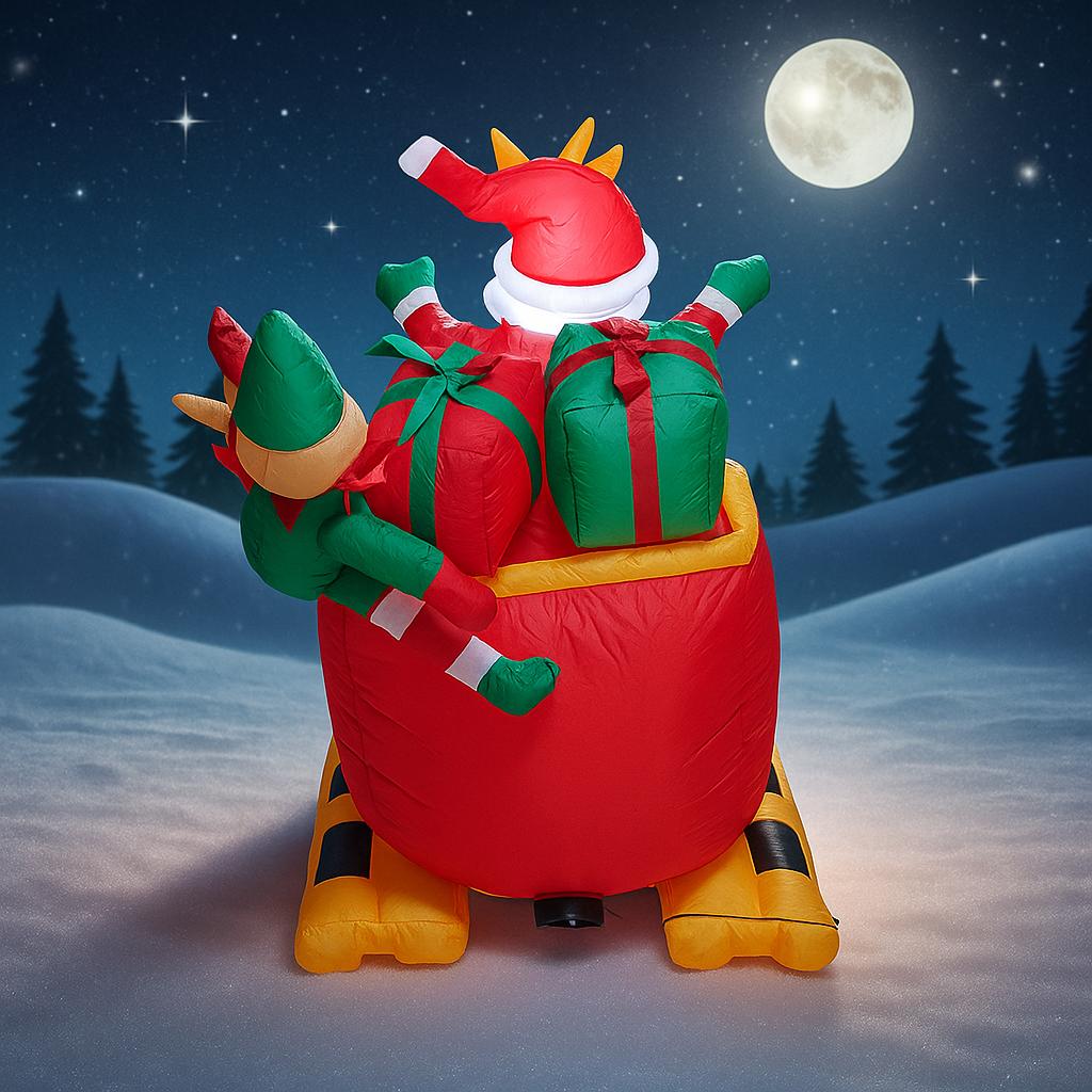 11.81FT Inflatable Santa Three Sleigh Reindeer Toy LED Festive Gift Xmas Yard Party Decoration Christmas Supplies Home Ornament
