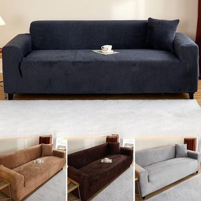 Winter Plush Elastic Sofa Cover Full Coverage Slip Proof Stretchable Couch Protector European Style