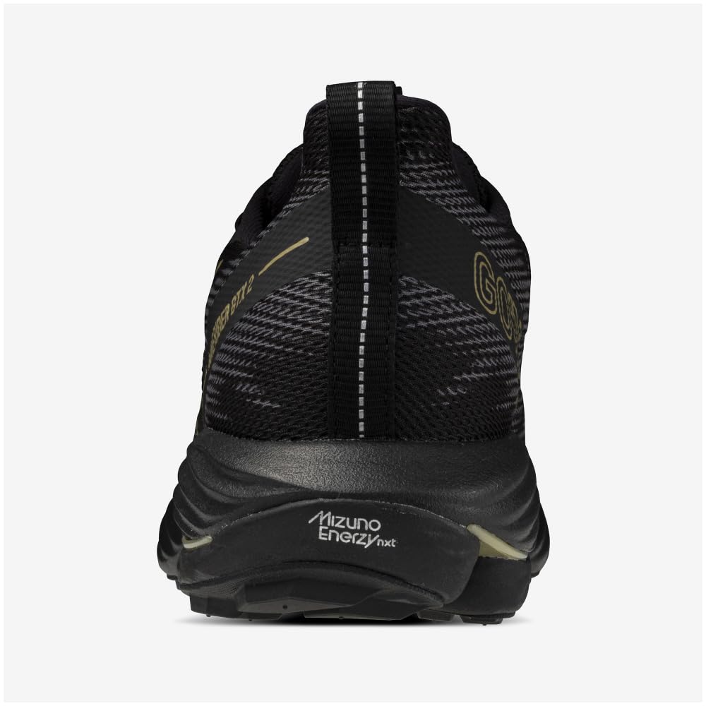 Mizuno Wave Rider GTX 2 Беговые Толстые Черные x 2E Обувь Gore-Tex, Бег трусцой, Марафон, Тренировки, Спорт, Легкие, Упругие, Подошва, Золотые, 27.0 см,