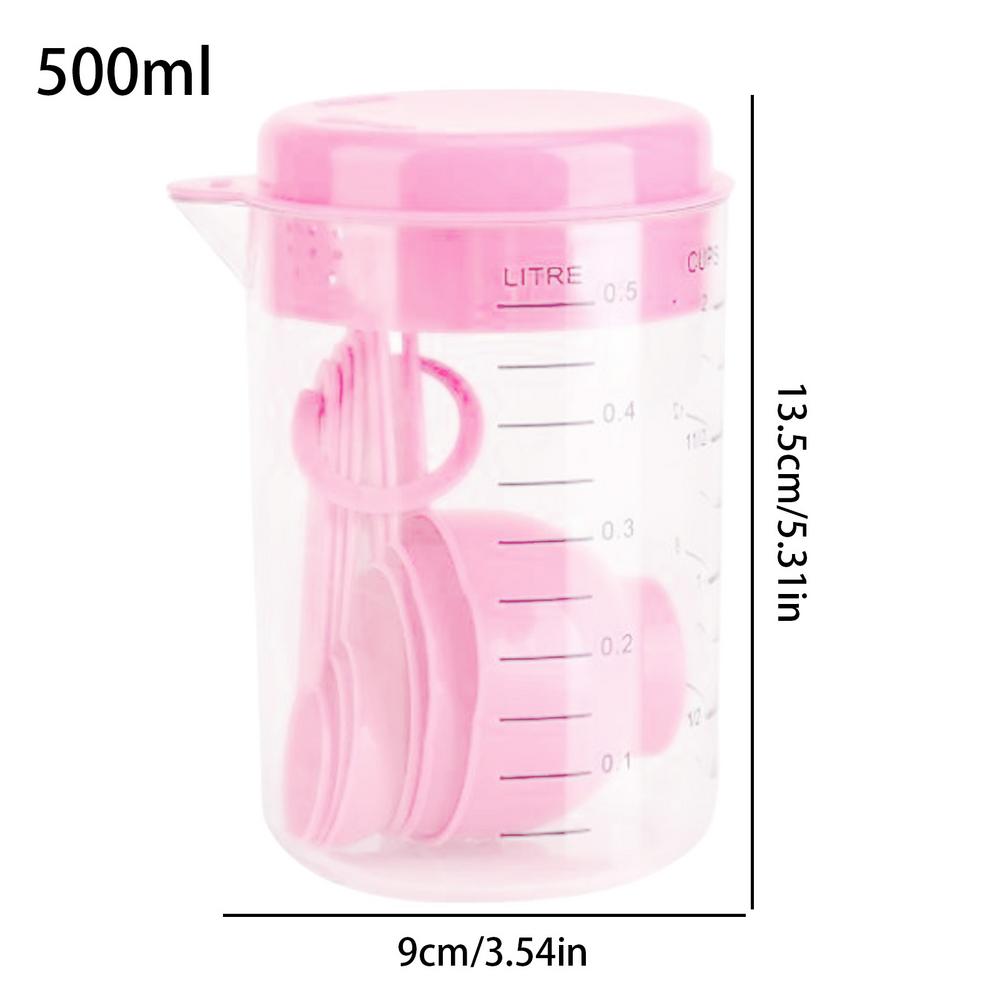 Measuring spoon measuring cup set with scale Baking Tools Kitchen Flour Measuring Spoon 1pcs 500ML measuring cup 6pcs spoons розовый