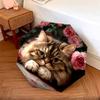 Rose and Persian Cat Pattern, Automatic Folding Umbrella, Portable and Foldable Design, 8 Ribs, a Christmas or Birthday Gift.