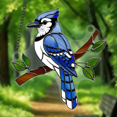 Kleurrijke Vogel Acryl Hangdecoratie Binnen Buiten Tuin Erf Raam Muurhanger Glas-in-lood Effect Vogel Ornament Zonnevanger Bord