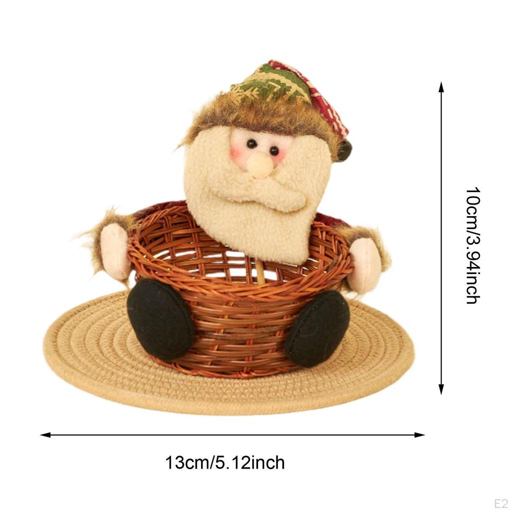 Christmas Basket Candies Cookies Holder Food Bread Portable Party Decor Snack Tray Table