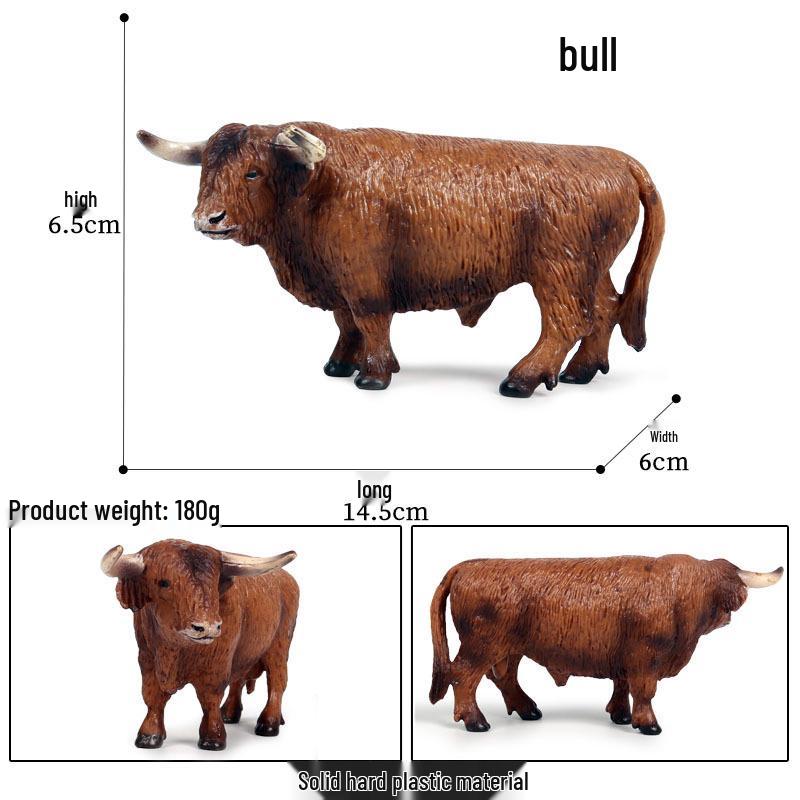 Children's Cognitive Animal Model Toy: Yellow Cow, Buffalo, Rhinoceros, Zebu, Bison, Bull Figurine.