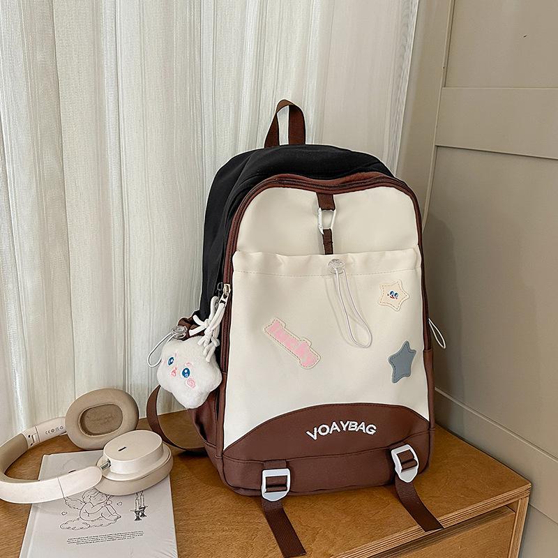 New High-value Niche Design Fresh Contrasting Color Campus Backpack Junior High School Students Lightweight Large-capacity Backpack