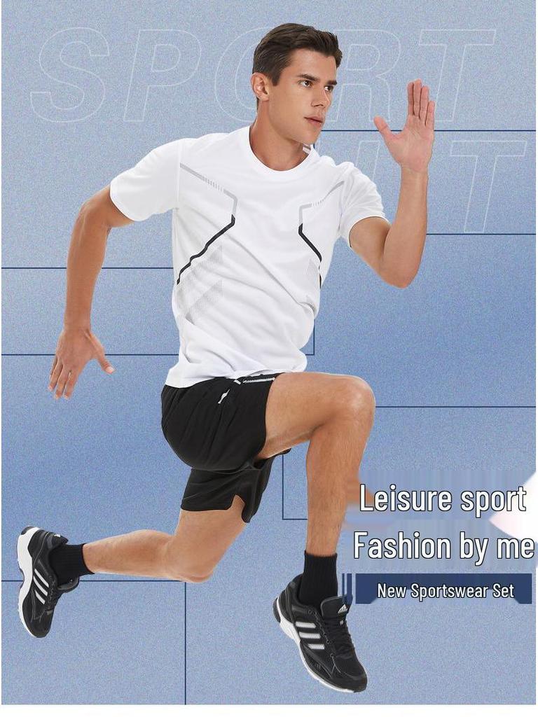 Men's Quick-Dry Breathable Summer Sports Set - Casual Running T-Shirt & Shorts