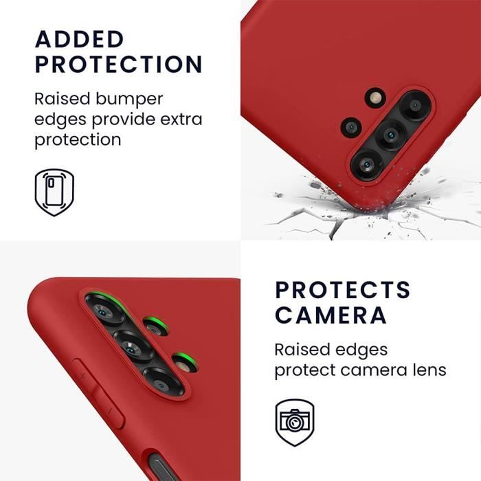 Coque Silicone - BOOLING - pour Samsung A13 4G - Rouge - Anti-choc - Souple - avec 2 Verres Trempés