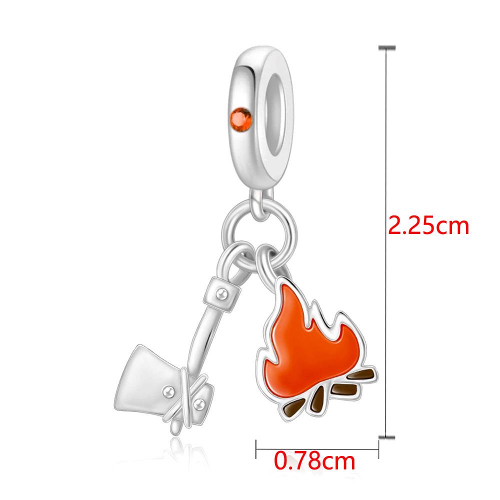 Eco-Friendly Copper S925 Toothbrush Set with Bonfire Axe Pendant DIY Beads