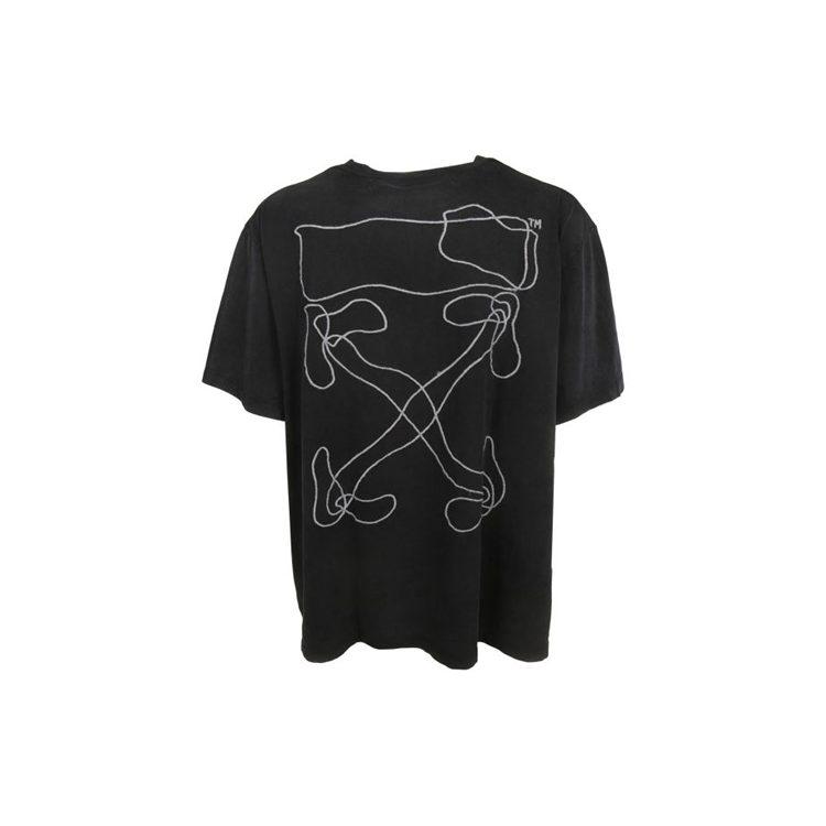 OFF WHITE Übergroßes T-Shirt mit abstrakten Pfeil-Stickerei OMAA038F191850111001