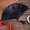 1pc Chinese Style Black Vintage Hand Fan Folding Fan Chinese Dance Party Folding Fan