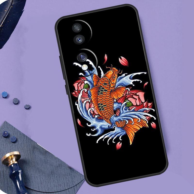 Tattoo Japanese Koi Dragon Wave For Honor X8a X9a X6a X7a X6 X7 X8 X9 X8b X9b Honor Magic 6 Pro 50 70 90 Magic 5 Lite Case