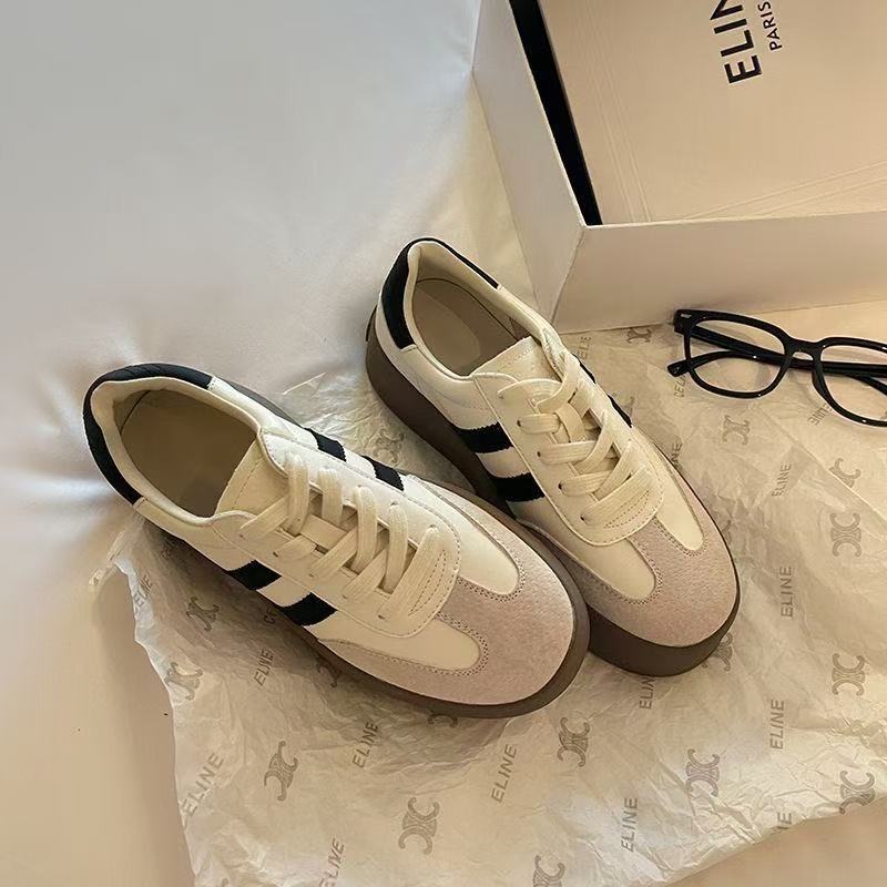 Versatile German training shoes for women in spring and summer 2025 thick soled white shoes  casual sports board shoes