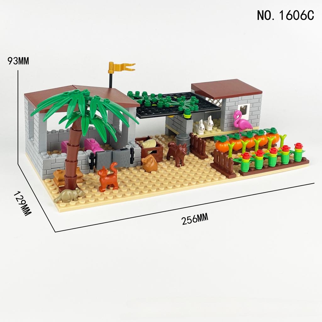 1606C Children's Toy Green Dream Farm Building Blocks Scene Vegetable Garden Animal Melon Fruit Farm