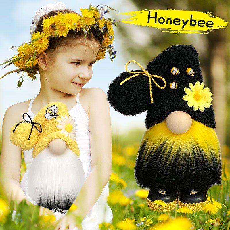 Bumble Bee Nordic Gnome Gonk Tomte Sunflower Plush Doll Ornament Decor Adorable Size With Black Yellow Colors