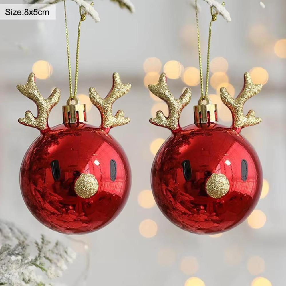 2PCS Hanging Design Christmas Tree Ornaments Pendant Style Bauble Shape Hanging Bauble Decorations Ball Ornament