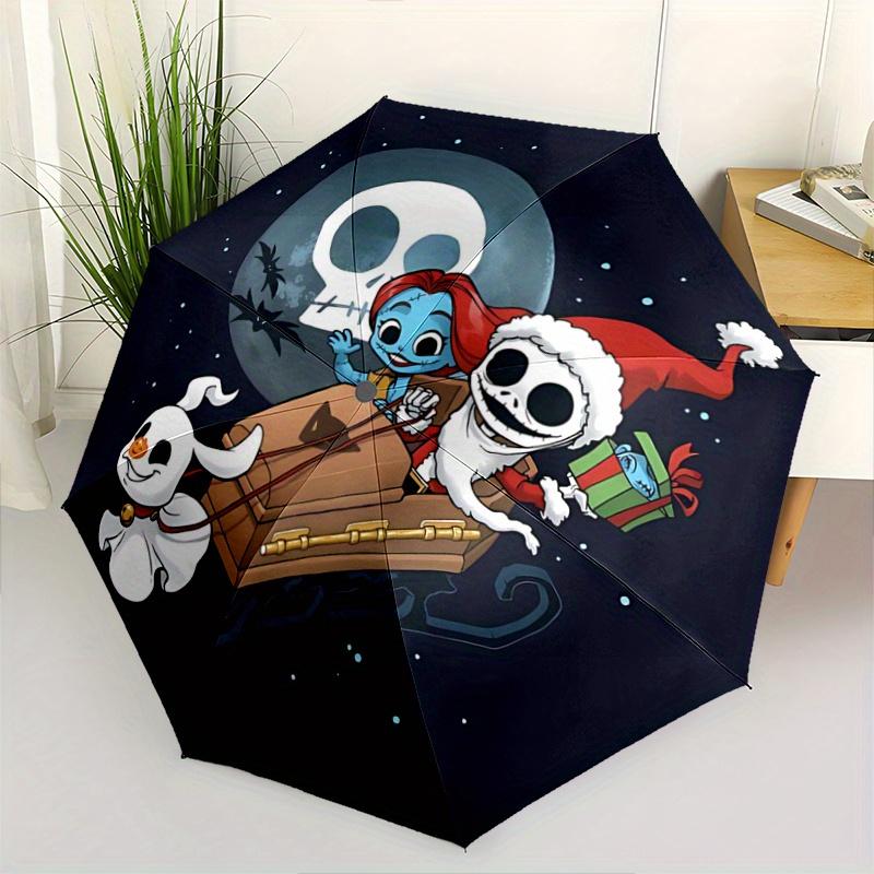 

1pc Christmas Zero Sally Jack Pattern Umbrella, Fashionable, Personalized, High-Value Folding Umbrella, a Must-Have for Summer, 8-Rib Durabl