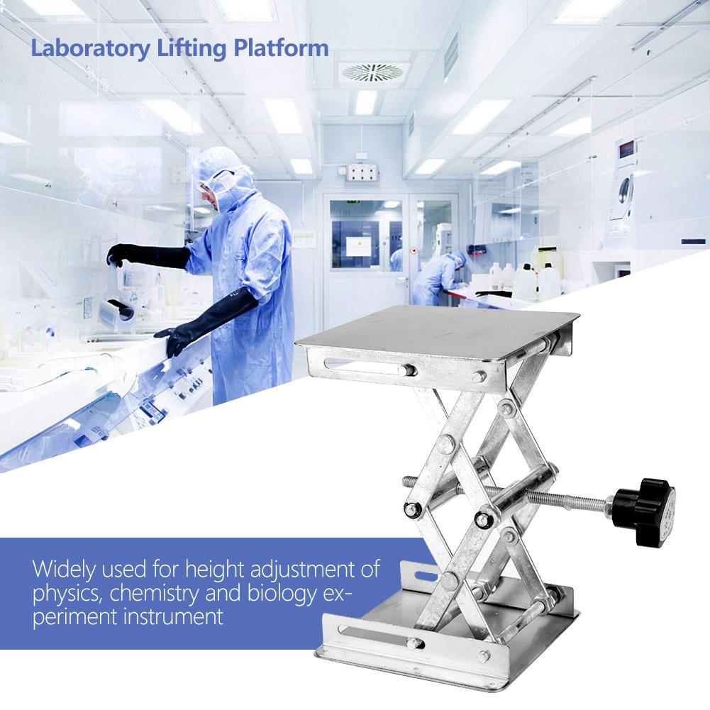 Stainless Steel Laboratory Lifting Platform Stand Scissor Rack 100*100*160mm (Black Handle)