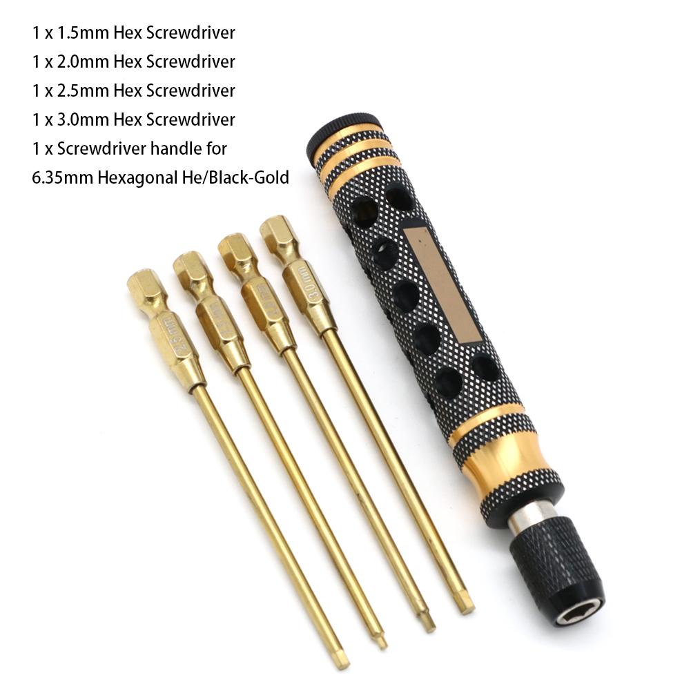 4 in 1 Hexagon Screwdriver 1.5 2.0 2.5 3.0mm 6.35mm Quick Change Allen Key Hex Screws Wrench Tool for 1/8 1/10 RC Car SCX10 TRX4