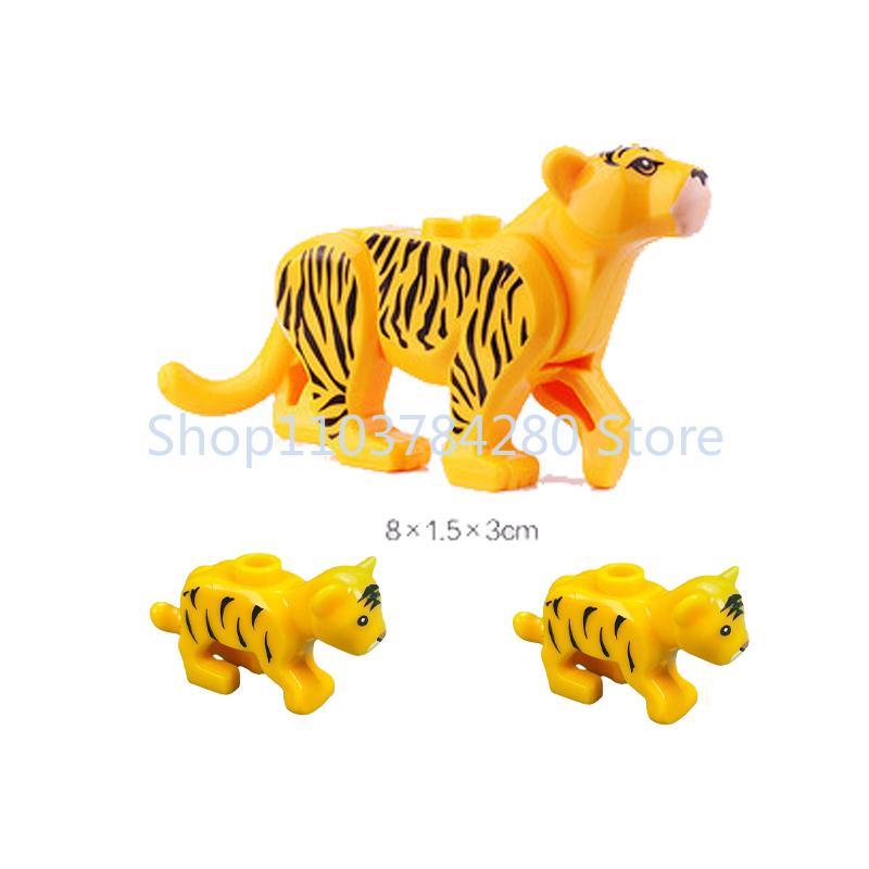 Afrikanische Wildtiere Zoo Bausteine Figuren Zubehör Säbelzahntiger Löwe Elefant Wolf Ente Spielzeugmodelle Kindergeschenk Spielzeug K93