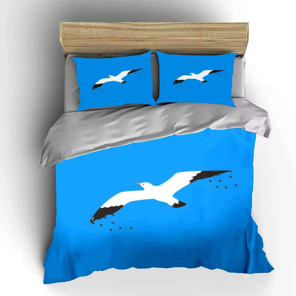 Seagull Themed Art Set Decor Soft Comfortable Duvet Cover Bedding Set Included 1*Duvet Cover & 2*Pillowcases gift
