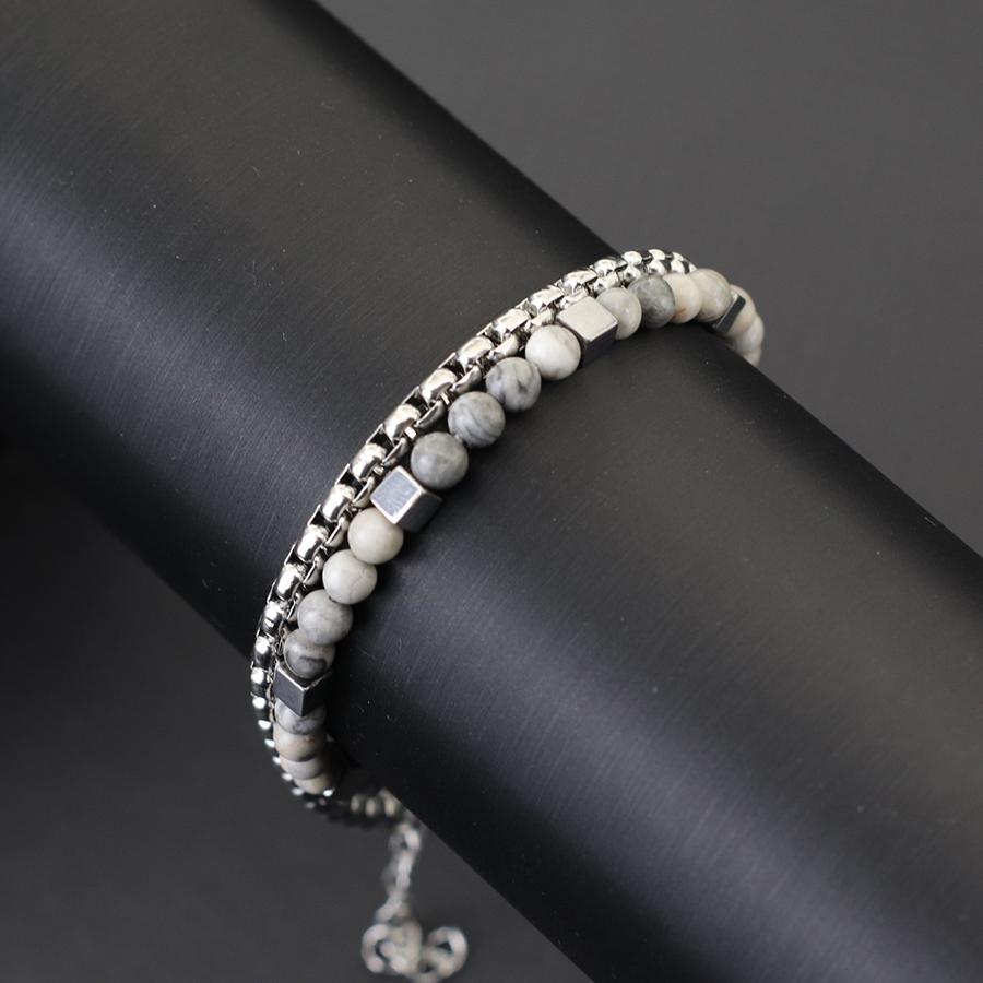 Fashion 2Pcs/Set Cuban Chain Bracelet With Stainless Steel 4mm Tiger Eyes Malachite Stone Strand Braslet Hiphop Rock Accessories