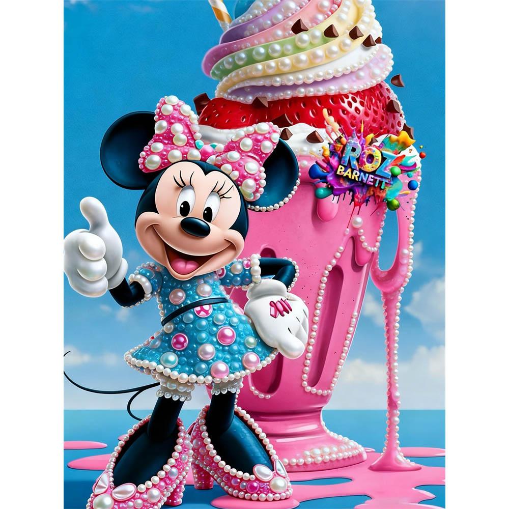 

Disney Pearl Painting Minnie Giant Ice Cream Sundae Creative Art 5D Pearl Embroidery Cross Stitch Kit Handmade DIY Home and Room Decor Gift 35x45cm