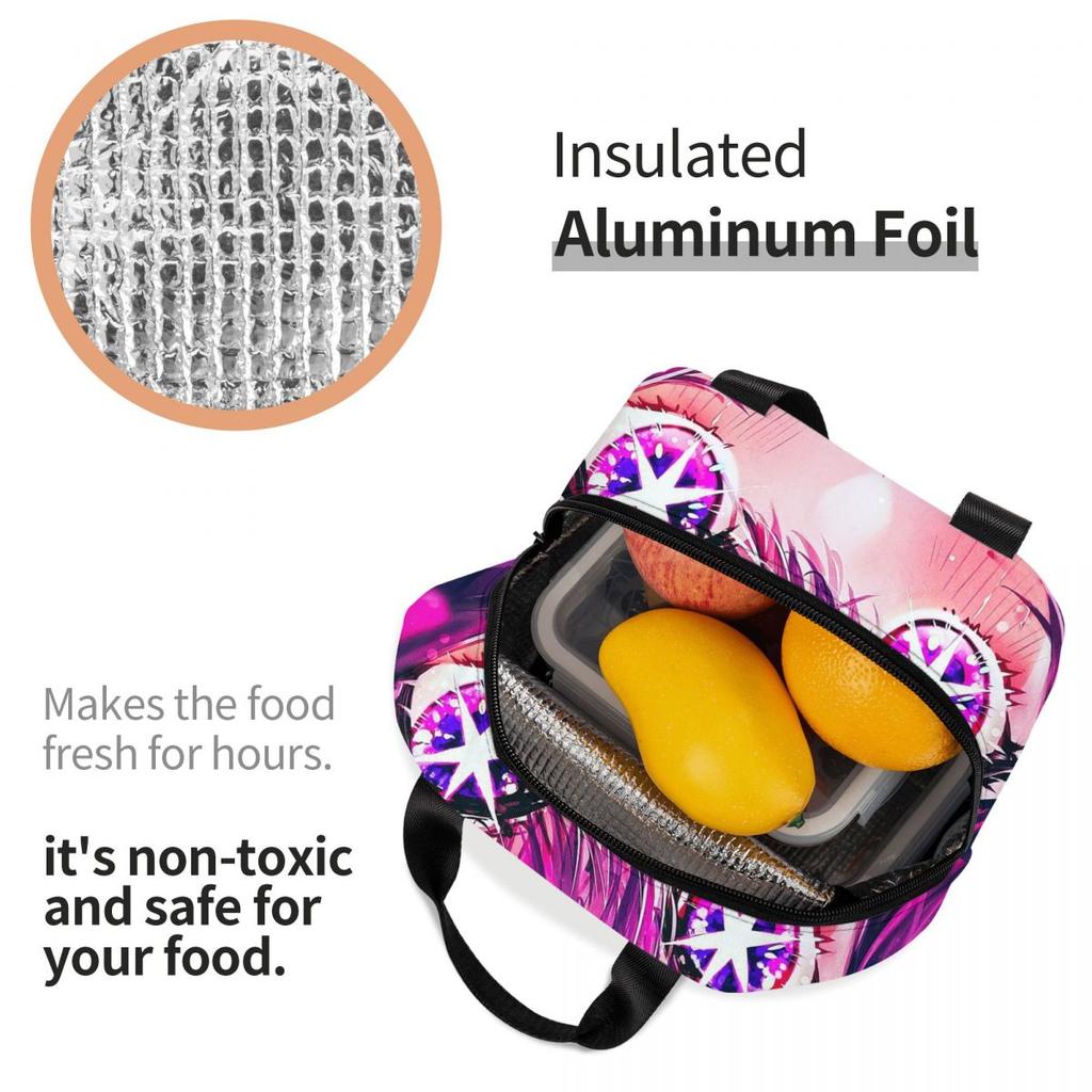 Oshi No Ko Anime Kawaii Insulated Lunch Bag for Kids School Cooler Thermal Food Box Tote Leakproof Lunch Boxes Container