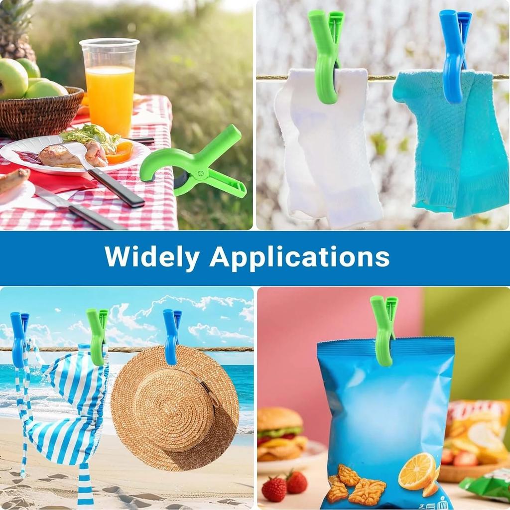 Storage Bag Included, 4/8 Pcs Large Beach Towel Clips for Beach/Pool/Cruise Chairs, Heavy-Duty, Clothes Pins, Windproof