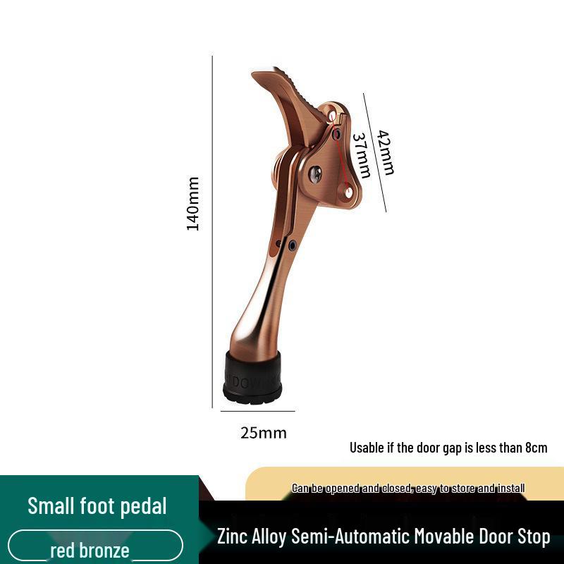 Zinc Alloy Foot Pedal Door Stopper - Anti-Collision Device for Bedroom, Bathroom, Glass, or Wooden Doors.