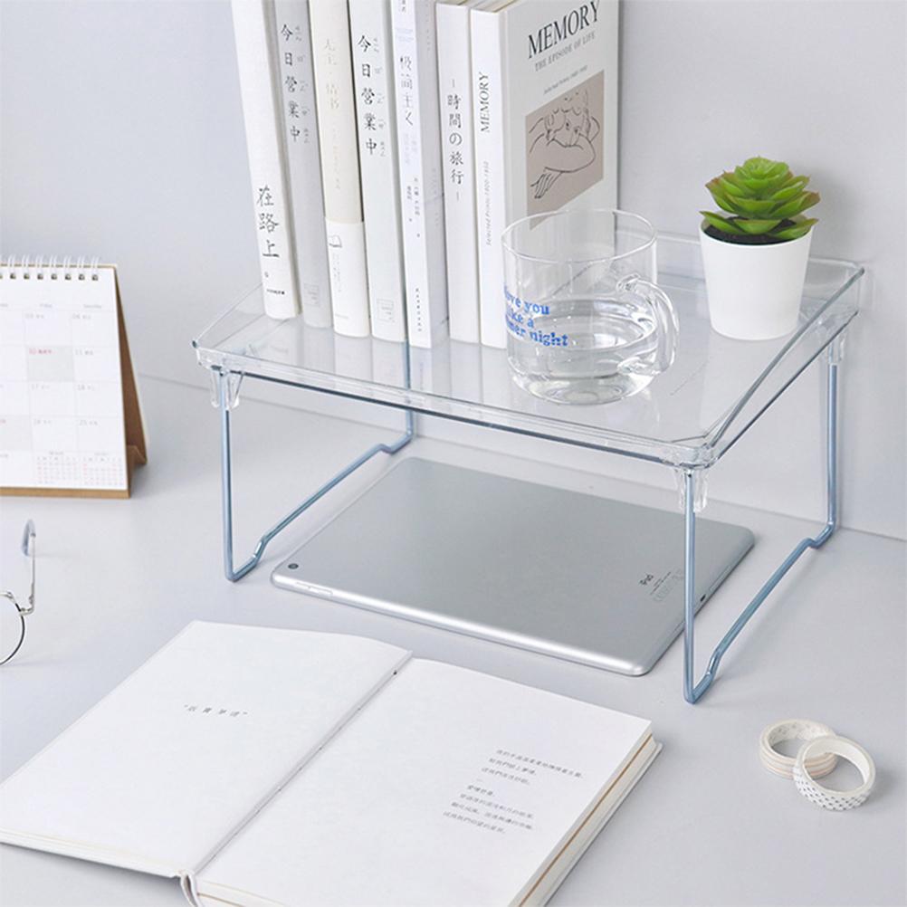 Large Capacity Desktop Storage Rack Clear Acrylic Kitchen Shelf Single Layer Office Desktop File Organizer