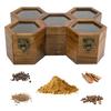 Gewürzbox aus Holz mit Löffelbehälter für Küchen-Masala