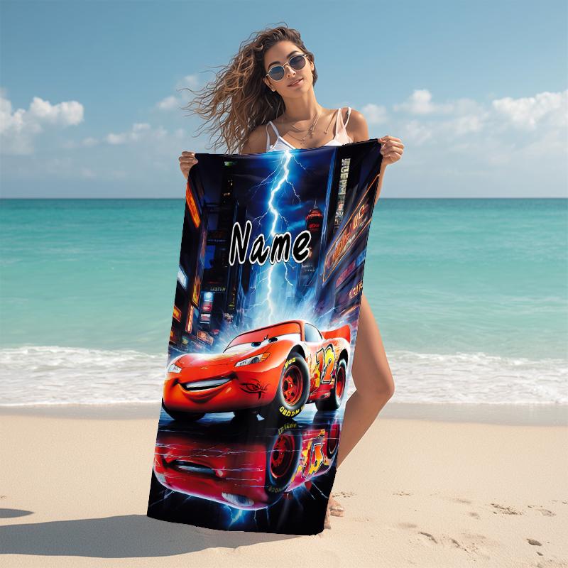 Personalized McQueen's Race Day Beach Towel Microfiber Beach Towel Thin Absorbent for Beach Swimming Yoga Bath Sports. 0910435