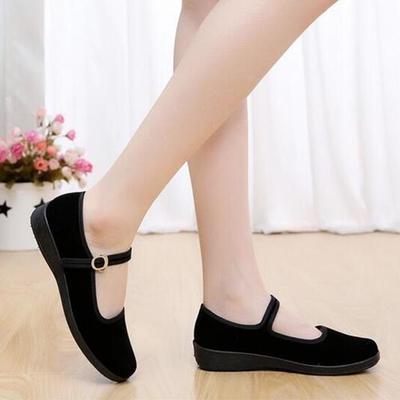 Mary Janes Lady Flats Buckle Strap Conforto Sapatos Femininos Dedo Redondo Sólido Casual Sapatos Pretos