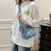 Vintage Denimtasche Damen Mehrschichtig Kleine Tasche Bestickt Schulter Crossbody-Tasche