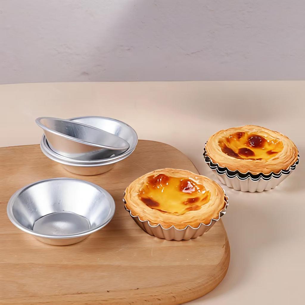 10 Pcs Reusable Nonstick Aluminum Alloy Egg Tart Mold Kitchen Baking Accessories Cookie Pudding Mould Mooncake Mold Pastry Tools