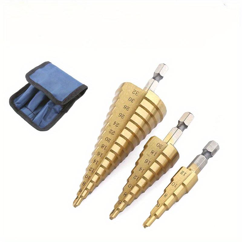 3pcs/Set Multi-Size Step Drill Bits - Titanium-Coated High-Speed Steel, for Precision Drilling In Wood and Metal - Home DIY and Professional Use