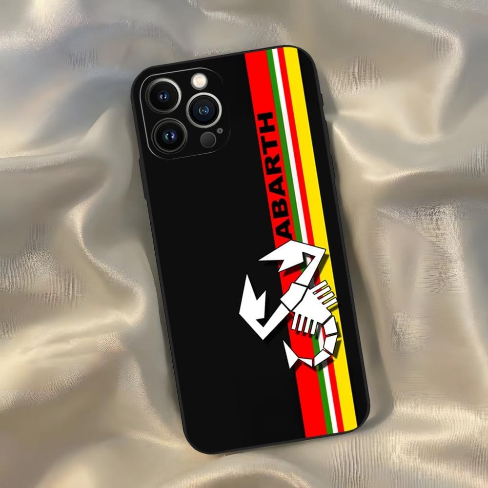 ABARTH Italy Car Phone Case for Iphone 16 15 14 13 12 11 Pro Max Xr X Xs Mini 8 Plus SE 2022 Black Soft Silicone Cover