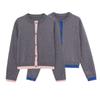 European and American Style, New Women's Clothing, Fashionable, Versatile, Cross-border Button Splicing Round Neck Long-sleeved Knitting