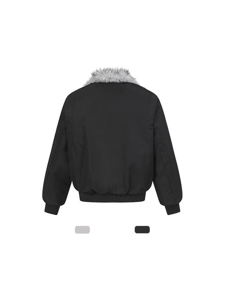 Amerikanischer Wolfskönig gesteppte Baumwolljacke mit Pelzkragen - Winterkollektion 2025