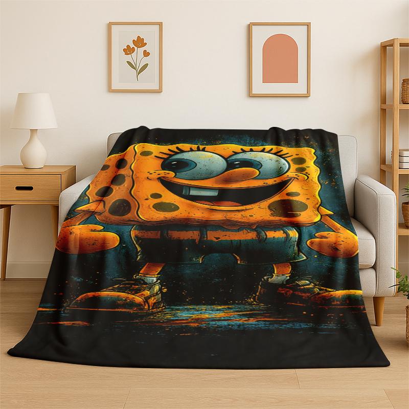 Cartoon S-SpongeBob Patrick Star Flannel Blanket Soft Warm Throw Blanket for Bedroom Living Room Bed Travel Camping Picnic Kid