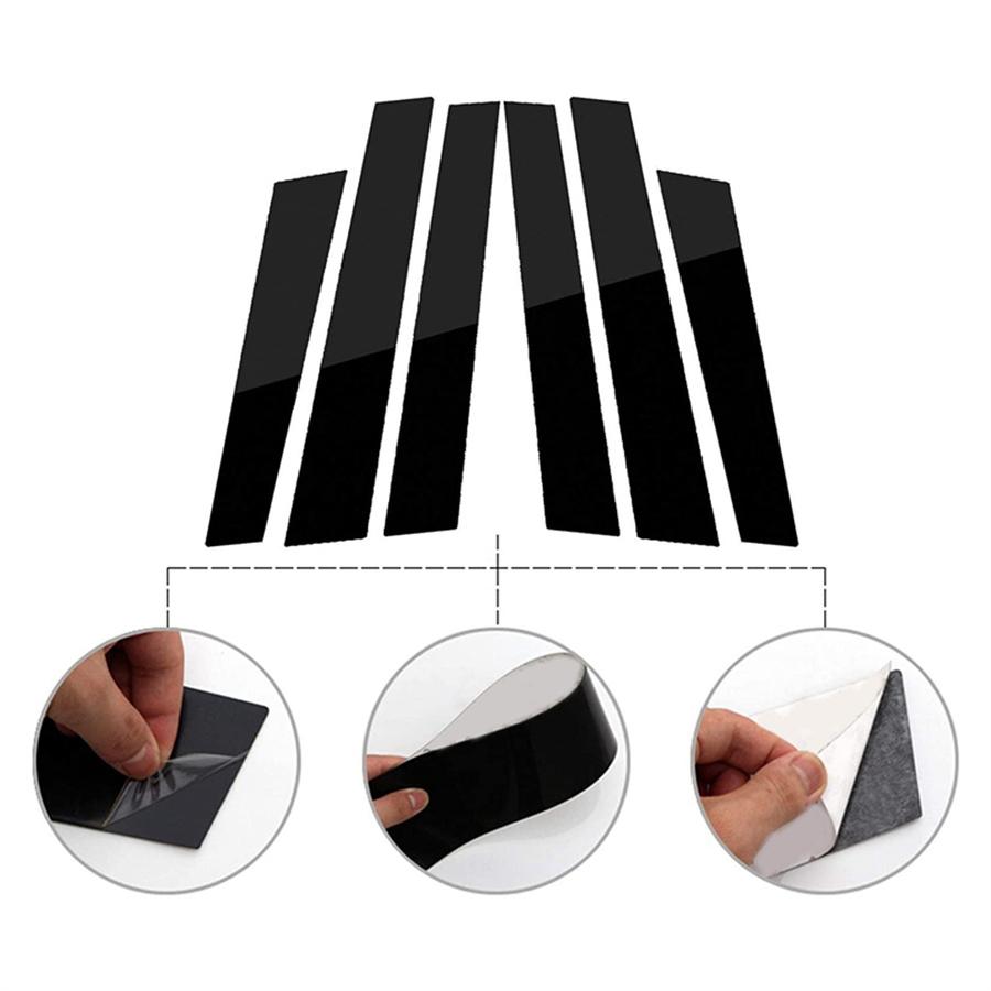 For 2007-2011 Honda CRV Window Pillar Posts Cover Door Trim Kit Piano Black 6Pcs
