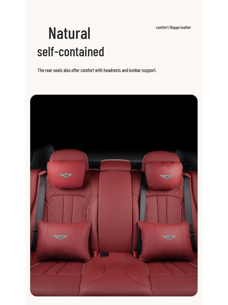Pravá kůže opěrka hlavy, bederní opěrka a polštářek na krk pro interiéry Bentley Continental, Bentayga, Flying Spur a Mulsanne.