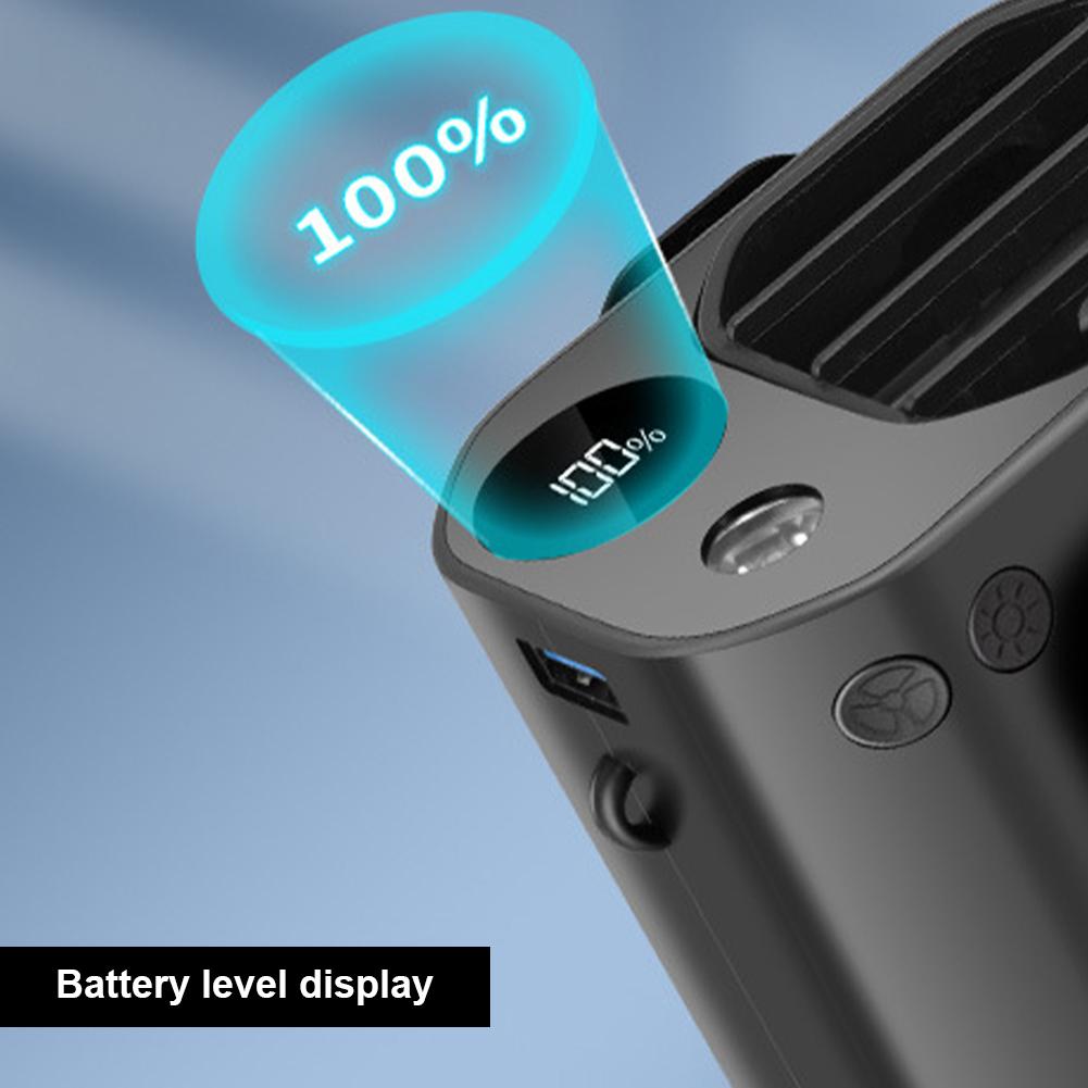 Waist Clip Fan 10000mAh Power Bank Fan Multifunction Cooling Fan LED Display Mini Hanging Neck/Waist Fan for Outdoor Gardening