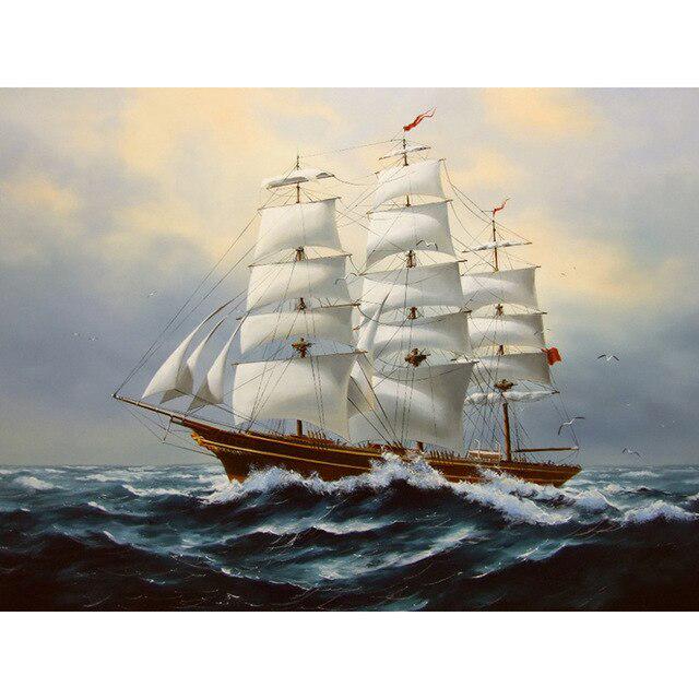 Cartoon DIY 5D Diamond Painting Full Round Drill Mosaic Ship Scenery Diamond Embroidery Rhinestone Cross Stitch Home Decor