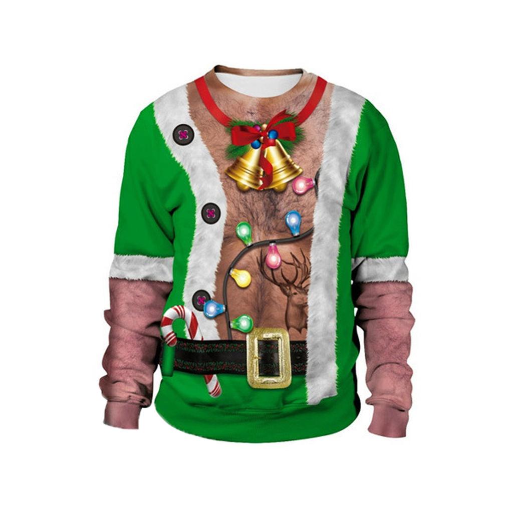 Women And Men Funny Christmas Print Tops Fashion Warm Long-sleeved Sweatshirt Casual Pullover Blouse